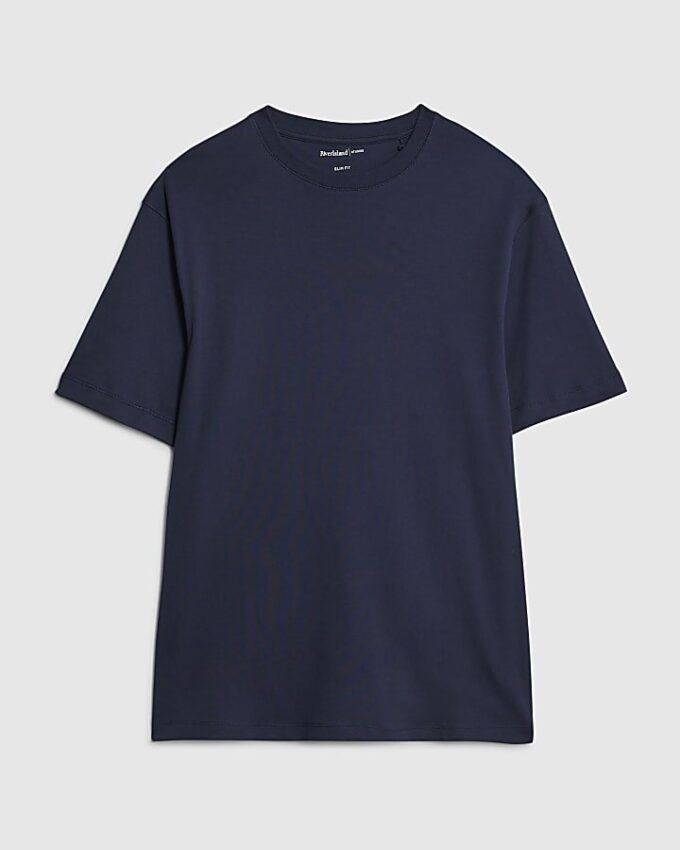 Slim fit-T-shirt i marinblått