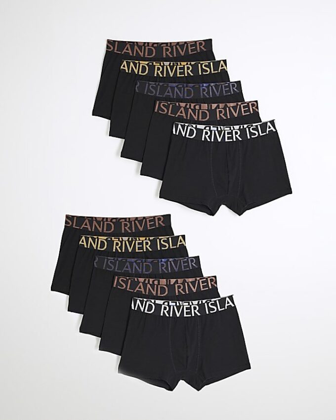 Svart 10-pack boxershorts med RI-logotyp i flera metalliska färger
