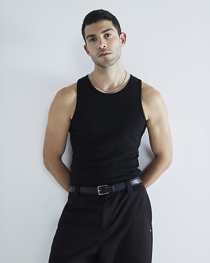 Svart 2-pack Muscle Fit Ribbed Vest
