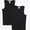 Svart 2-pack Muscle Fit Ribbed Vest