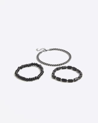 Svart 3-pack kedjearmband