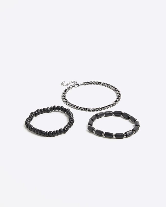 Svart 3-pack kedjearmband
