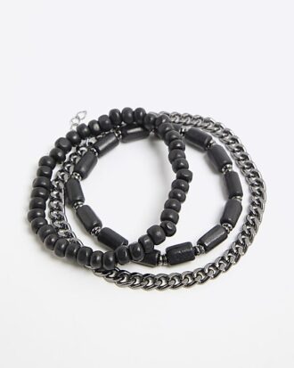 Svart 3-pack kedjearmband