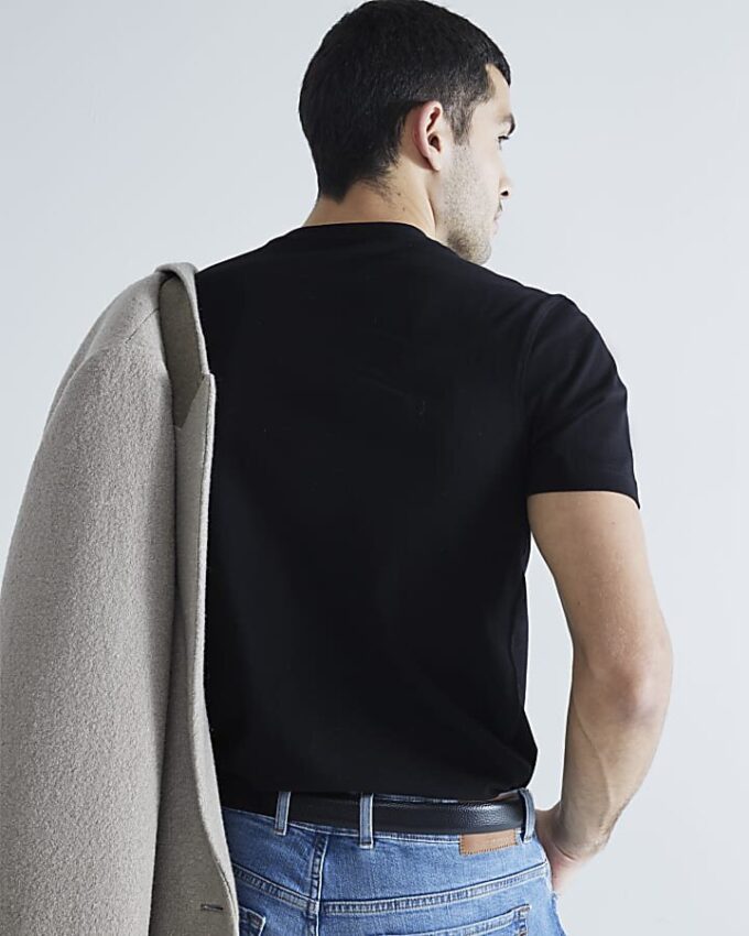 Svart 3-pack kortärmad slim fit-T-shirt