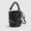 Svart 3D-blommig laserskuren bucket bag