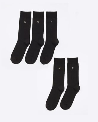 Svart 5-pack metalliskt broderade RI-strumpor