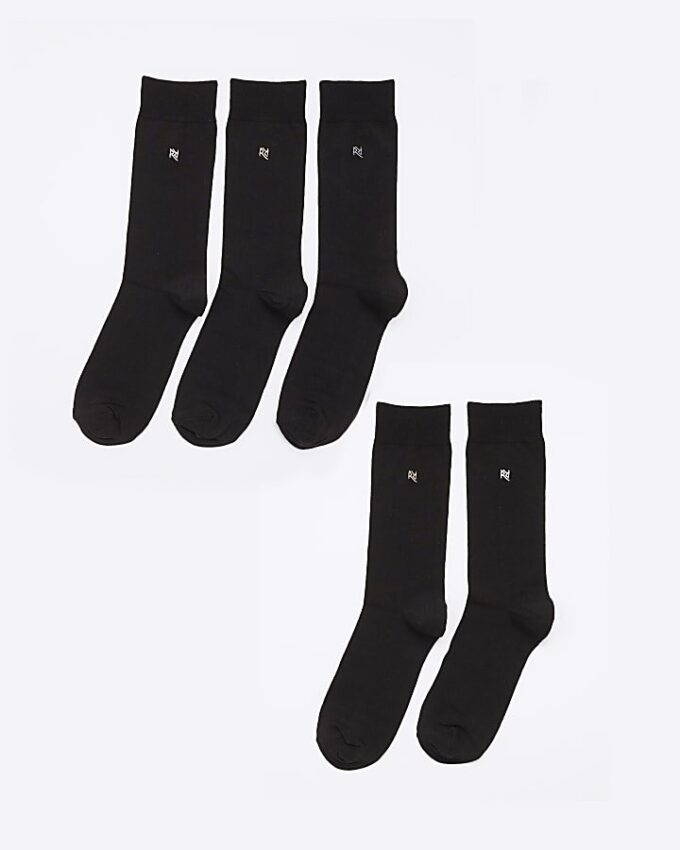 Svart 5-pack metalliskt broderade RI-strumpor Svart 5-pack metalliskt broderade RI-strumpor
