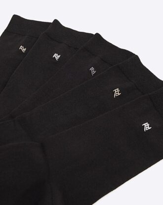 Svart 5-pack metalliskt broderade RI-strumpor