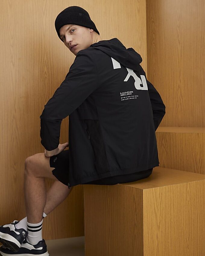 Svart Athleisure RXR-jacka med huva
