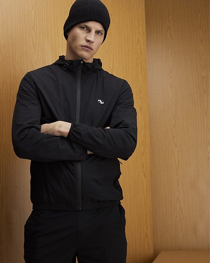 Svart Athleisure RXR-jacka med huva