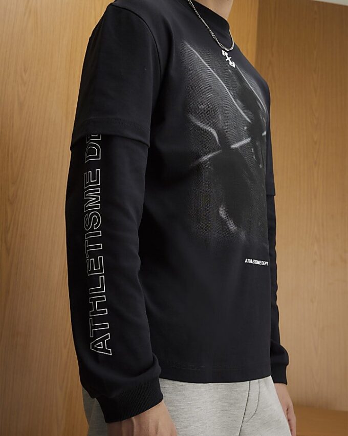 Svart Athletisme Dept dubbelvävd T-shirt