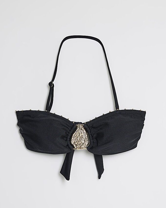 Svart bandeau-bikinitopp med nitar