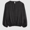 Svart blus med bubbelkant