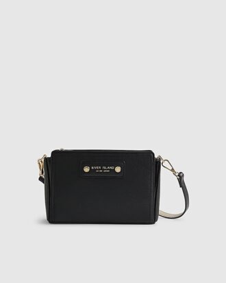 Svart boxig crossbody-väska