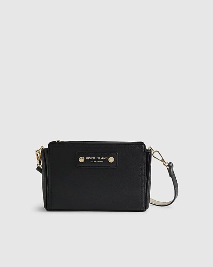 Svart boxig crossbody-väska