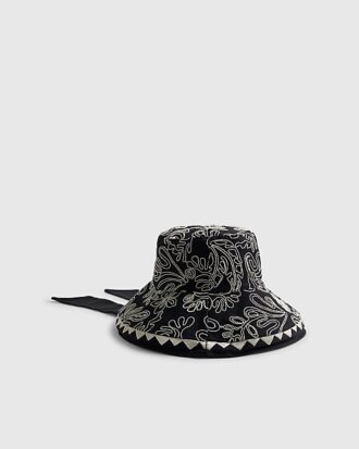 Svart bredbrättad Cornelli-buckethatt