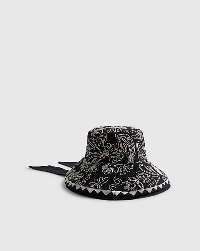 Svart bredbrättad Cornelli-buckethatt