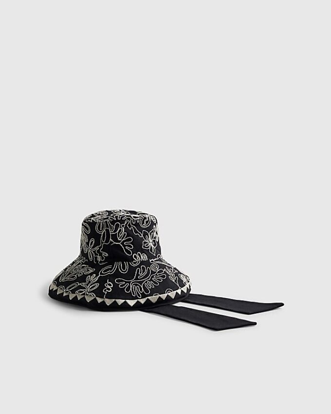 Svart bredbrättad Cornelli-buckethatt