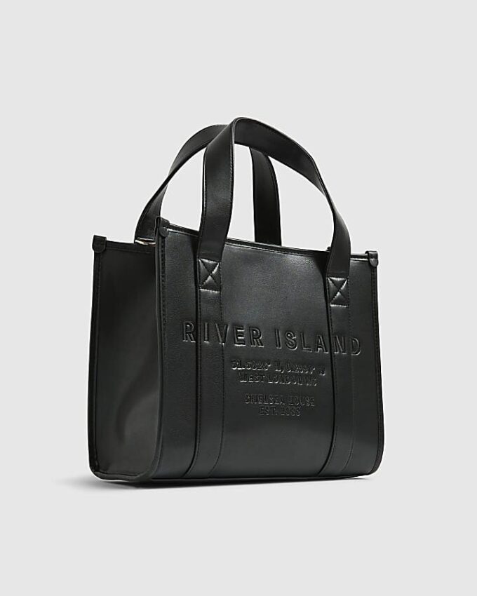 Svart broderad totebag