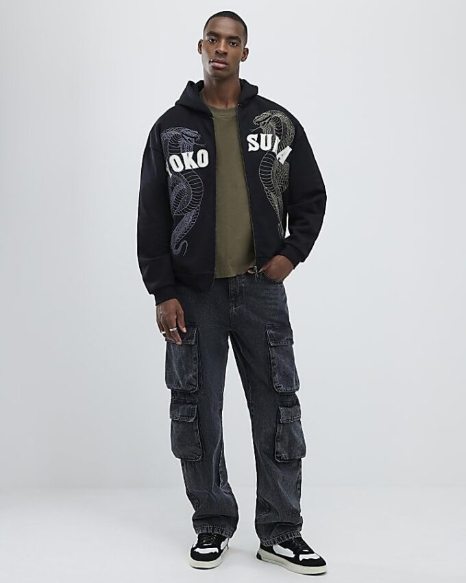 Svart broderad Yokosuka Snake Hoodie Svart broderad Yokosuka Snake Hoodie