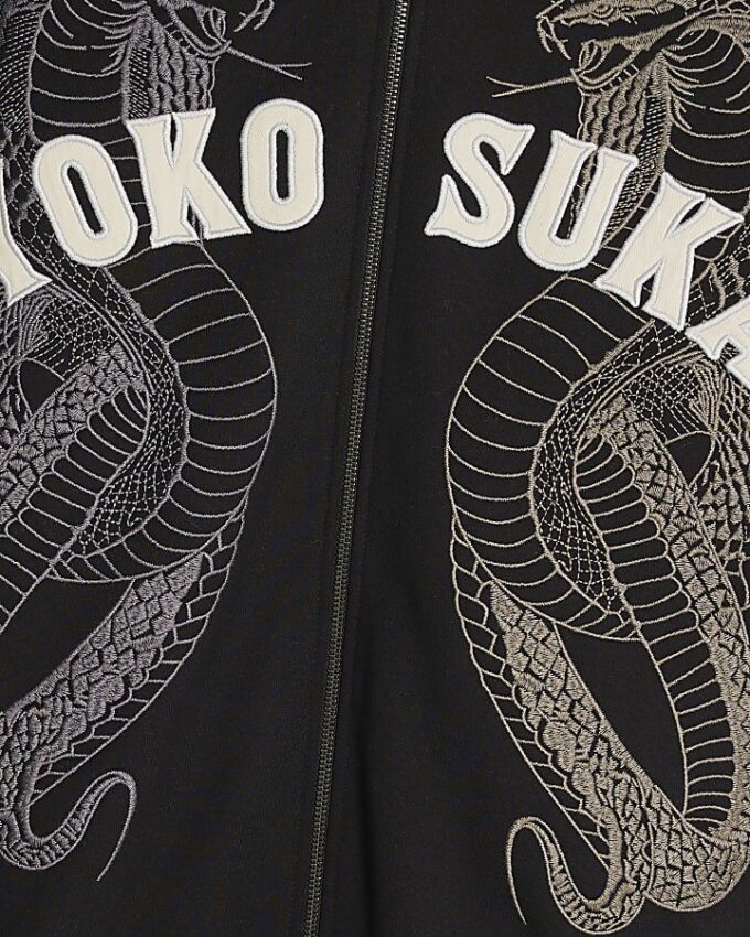 Svart broderad Yokosuka Snake Hoodie Svart broderad Yokosuka Snake Hoodie