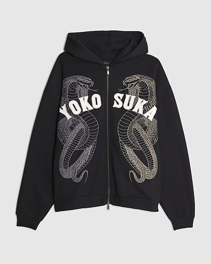 Svart broderad Yokosuka Snake Hoodie Svart broderad Yokosuka Snake Hoodie