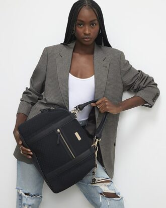 Svart Charm Jacquard Monogram Holdall-väska