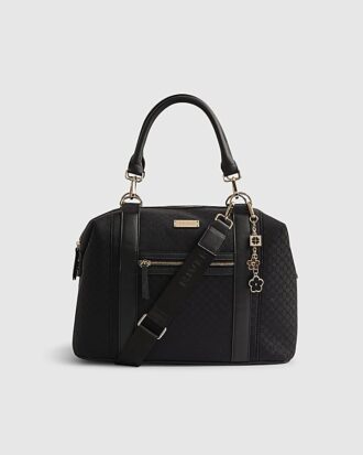 Svart Charm Jacquard Monogram Holdall-väska