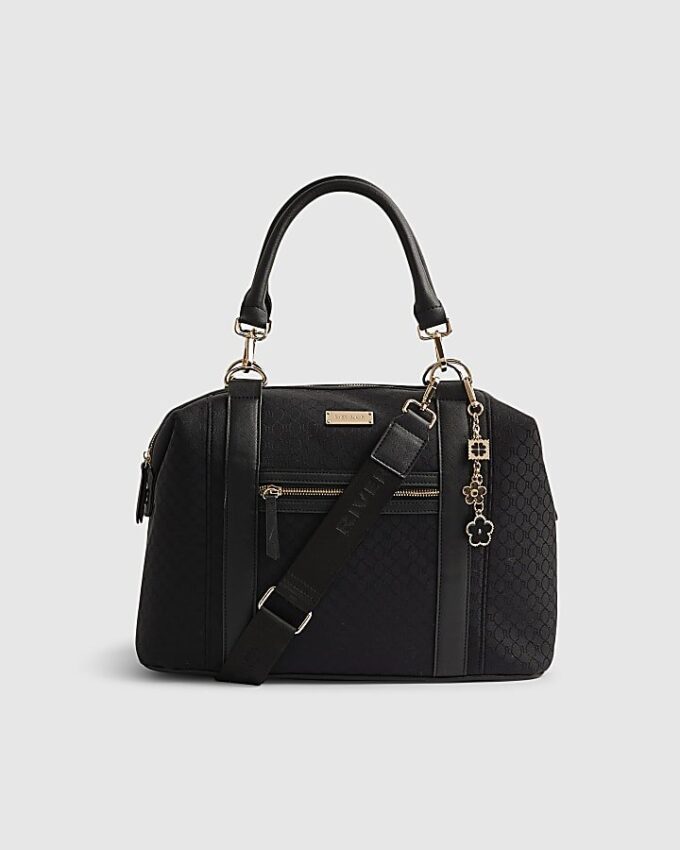 Svart Charm Jacquard Monogram Holdall-väska