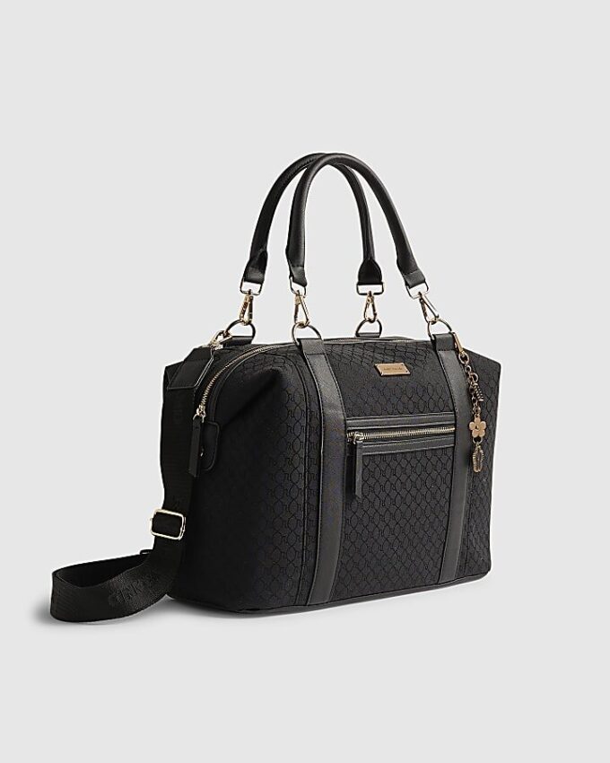 Svart Charm Jacquard Monogram Holdall-väska