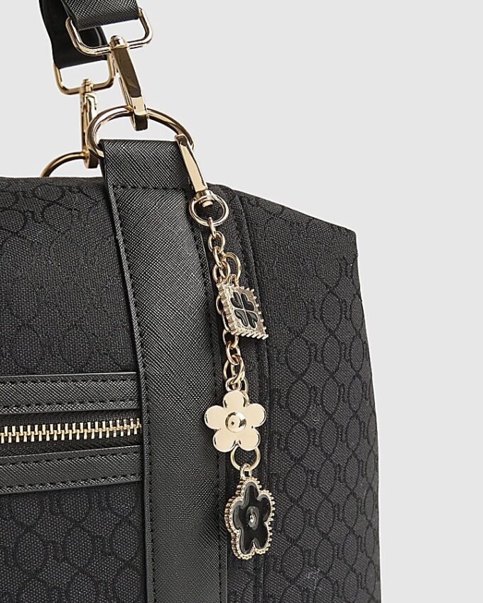 Svart Charm Jacquard Monogram Holdall-väska