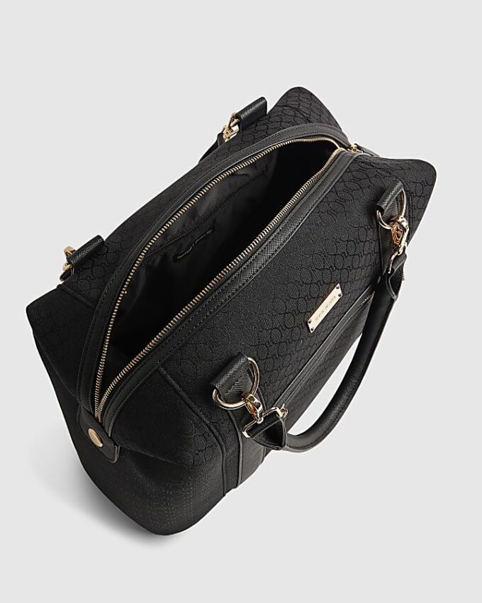 Svart Charm Jacquard Monogram Holdall-väska