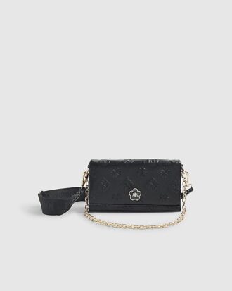 Svart crossbody-väska med präglat monogram