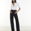 Svart högmidjade jeans med raka ben