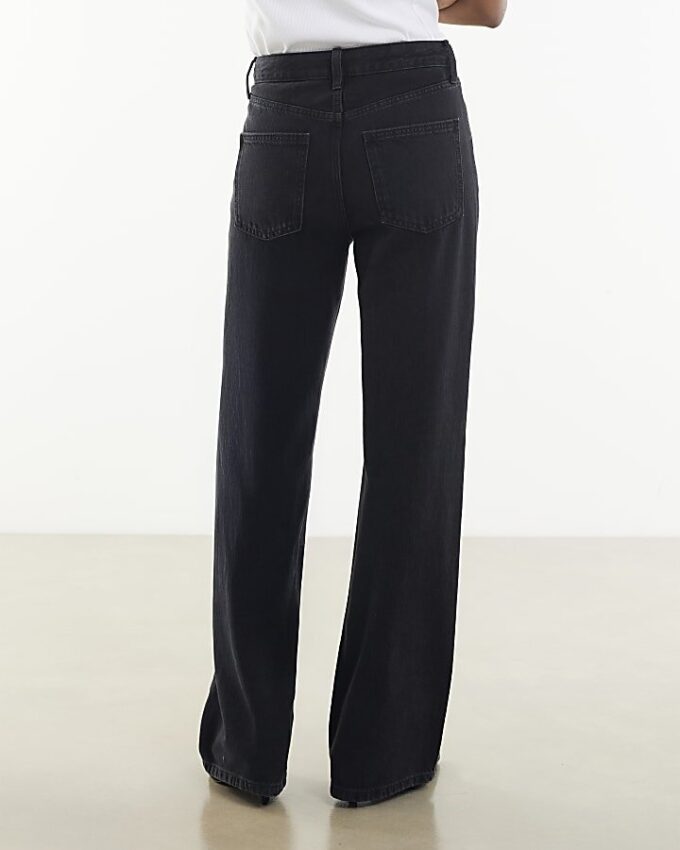 Svart högmidjade jeans med raka ben