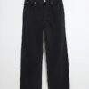 Svart högmidjade jeans med raka ben