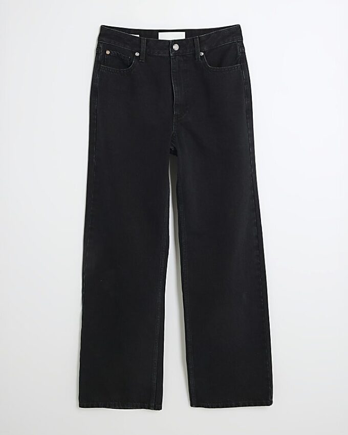 Svart högmidjade jeans med raka ben
