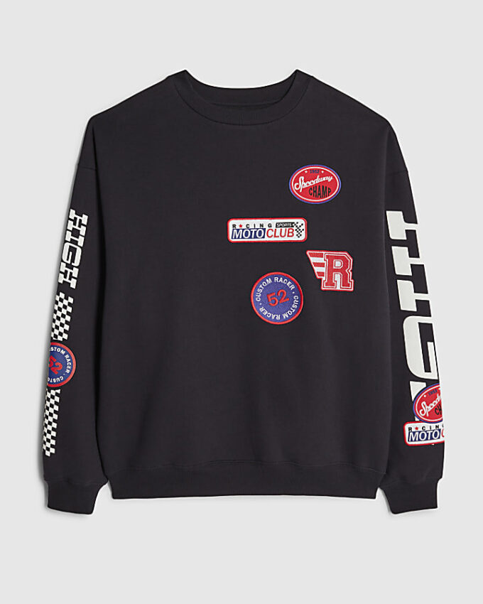 Svart högpresterande sweatshirt med emblem