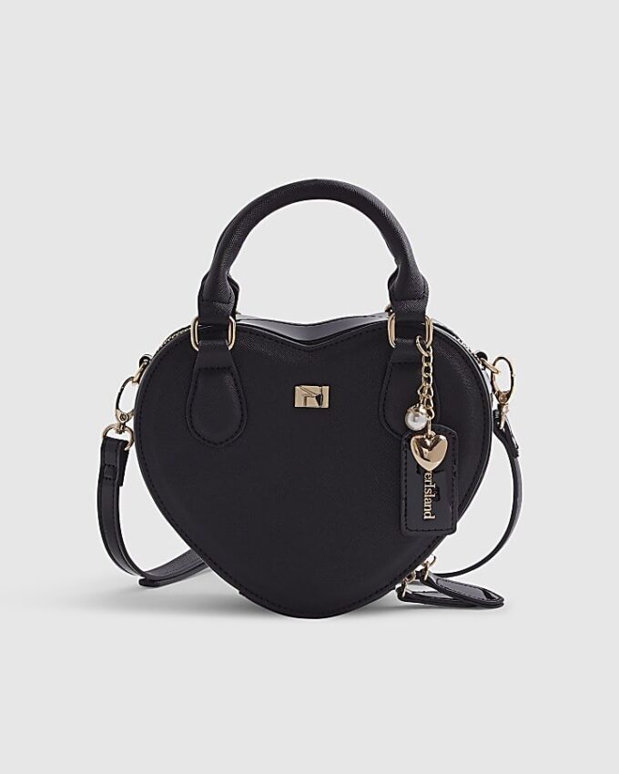Svart hjärtformad crossbody-väska
