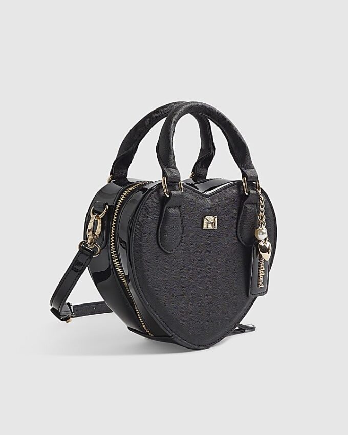 Svart hjärtformad crossbody-väska