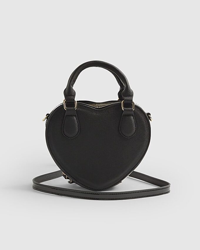 Svart hjärtformad crossbody-väska