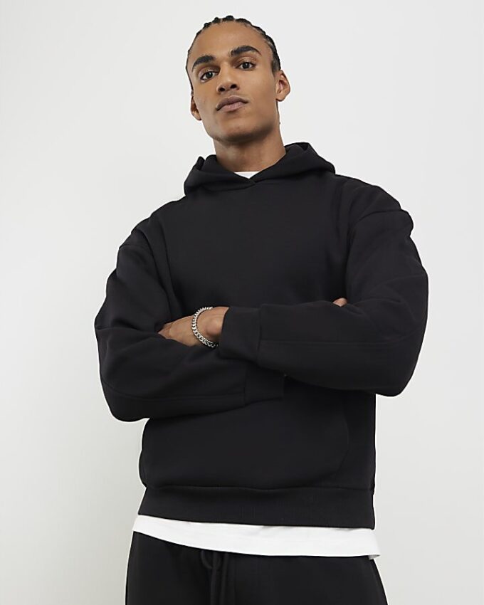 Svart hoodie i oversized-modell Svart hoodie i oversized-modell