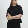 Svart jacquard-T-shirt med korta ärmar och boxig passform