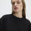 Svart jacquard-T-shirt med korta ärmar och boxig passform