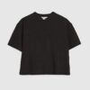 Svart jacquard-T-shirt med korta ärmar och boxig passform
