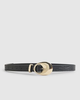 Svart jeansbälte med oval spänne
