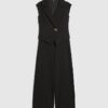 Svart jumpsuit med korta ärmar och vida ben