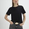 Svart kortärmad slim fit-T-shirt