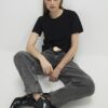 Svart kortärmad slim fit-T-shirt
