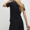 Svart kortärmad T-shirt med metallisk rosett